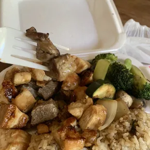 Chicken and steak hibachi