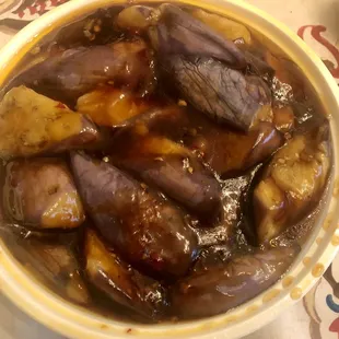 Delicious eggplant in garlic sauce