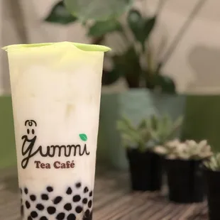 a cup of bubble tea