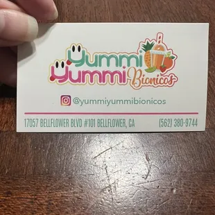 Front of business card