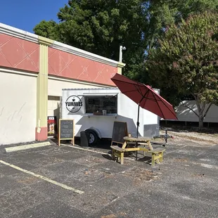 The truck in the corner.