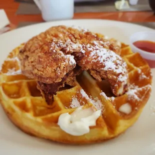 a waffle with a bite taken out of it