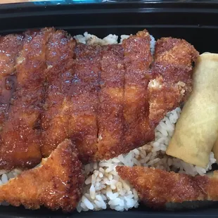 Chicken Katsu with egg rolls