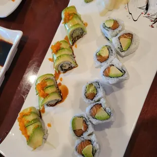 Dragon Roll and Salmon Avocado Roll