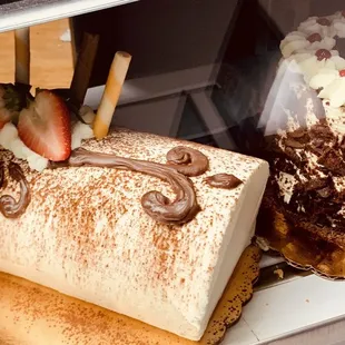 a chocolate cake with strawberries on top