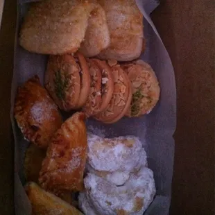 I really enjoy the ones with powdered sugar. They go great with hot tea.