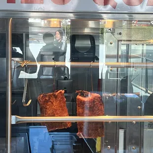 Slabs of crispy pork belly