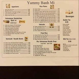 Menu prices updated 7/14/2022