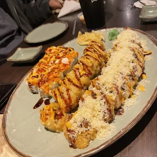 Fantastic, super crunchy and volcano rolls