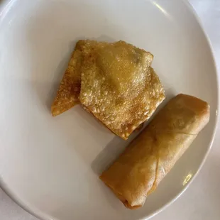 Crab Rangoon and spring roll