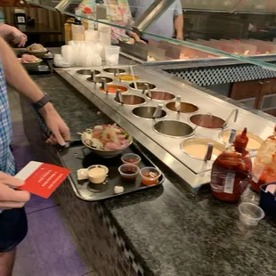 interior, sushi and sashimi