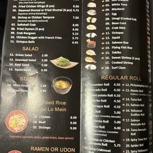 menu