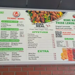 Menu on wall by cash register
