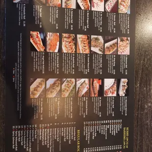 Sushi menu