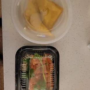 a plastic container with food in it