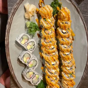 Fantastic rolls and California rolls.