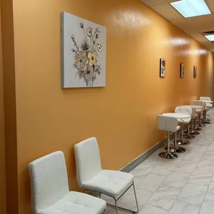 a row of chairs in a waiting room