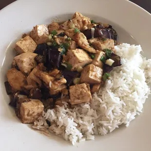 Eggplant and tofu (added chicken)