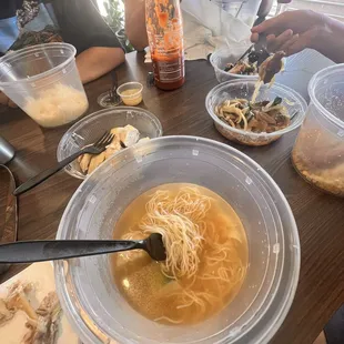 Hainanese Chicken Rice and wonton noodle soup.
