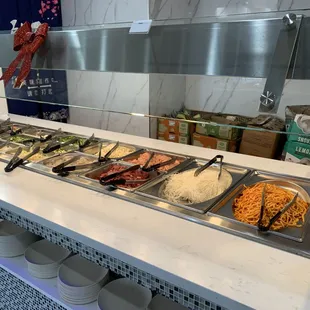 Hibachi ingredient station.