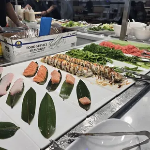 Sushi and sashimi station.