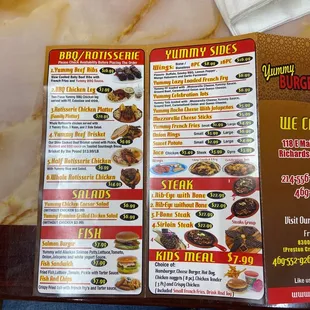 menu and prices
