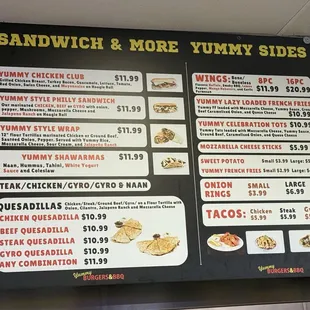 menu