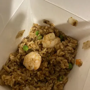 Fried rice. Then cold shrimp added in.