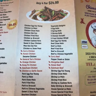 a menu for a family meal