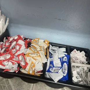 a variety of snacks in a tray