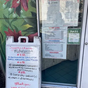 Specials of the day and outside pic