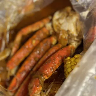 crab legs in a plastic bag