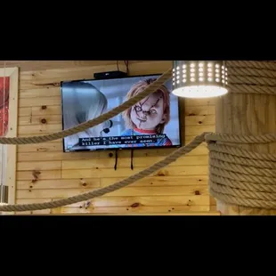 Rated R movie playing, cuss words and blood and gore and sexual assault with my 10 year old there.