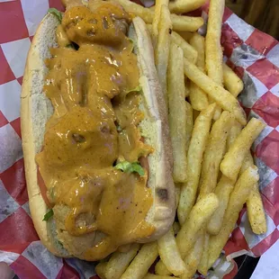 Shrimp Po&apos;Boy with Cajun Fries