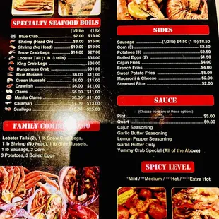 menu