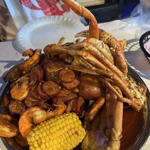 1 2. One Pound Snow Crab and 1 lb. No Head Shrimp Combo Sausage