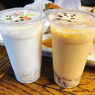 Coconut milk tea and mango milk tea