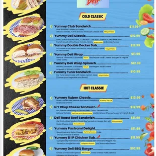 Yummy Deli Menu.