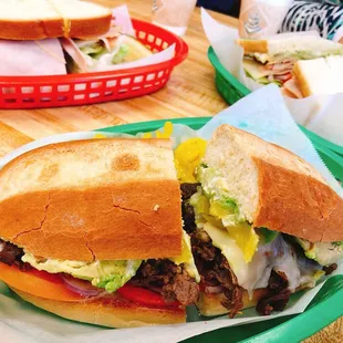 Below: Teriyaki beef melt sandwich Above: California Club sandwich