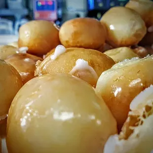 a close up view of the doughnuts