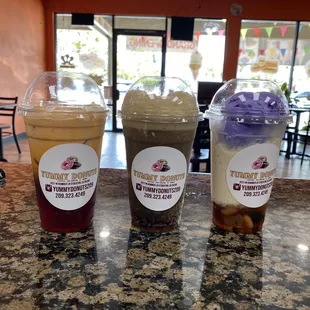 Ice coffee, root beer float and Halo halo