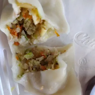 Insides of a veggie dumpling