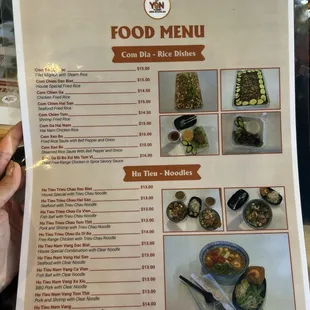 Menu as of January 2025