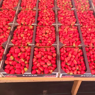 a display of strawberries