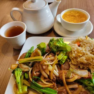 Lunch Special.  Ginger beef.  I added the broccoli!  Yum.