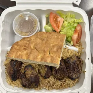 Six pieces of Lamb kabob skewers