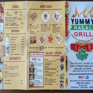 menu from April 2022