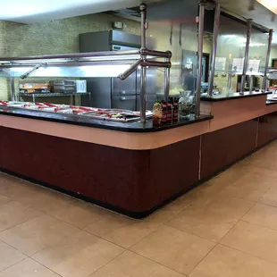 Inside of the restaurant, hibachi grill, they will grill your mix for you