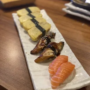 Tamago, Fresh Water Eel and Salmon