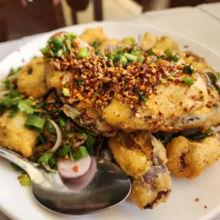 Crispy, garlic eggplant